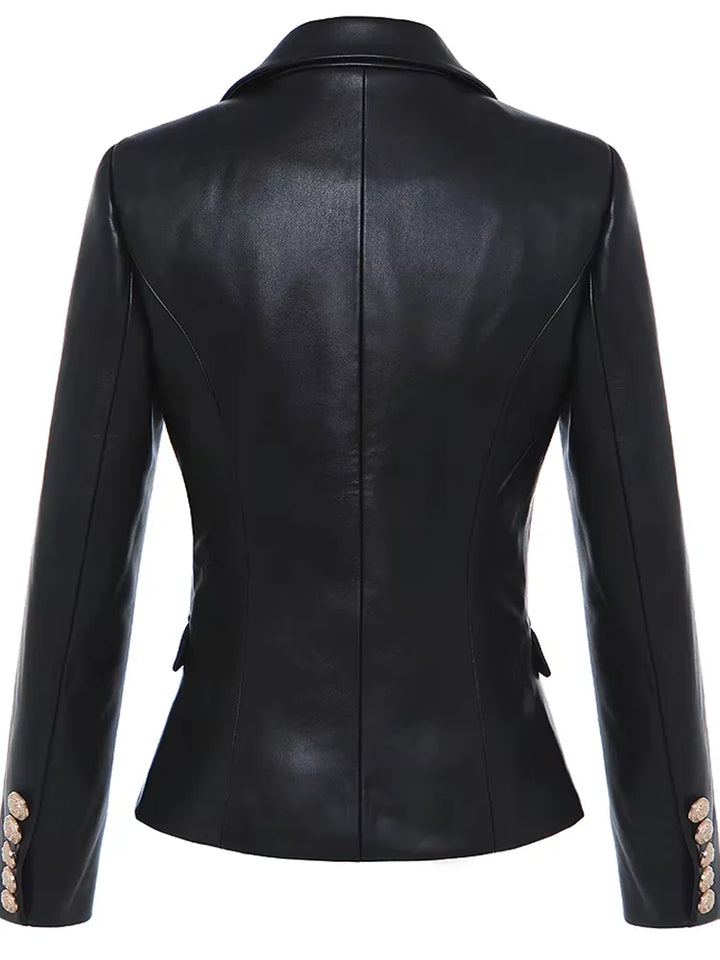 Stylish Lion Metal Buttons Blazer Jacket