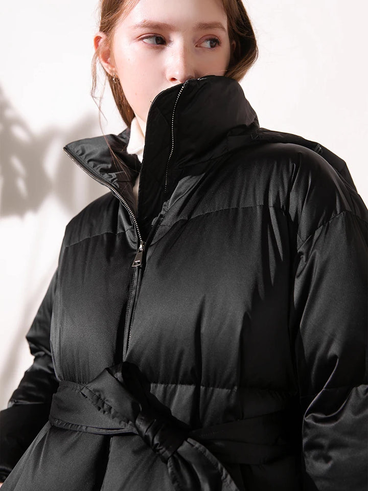 Belted Puffy Short Down Jacket