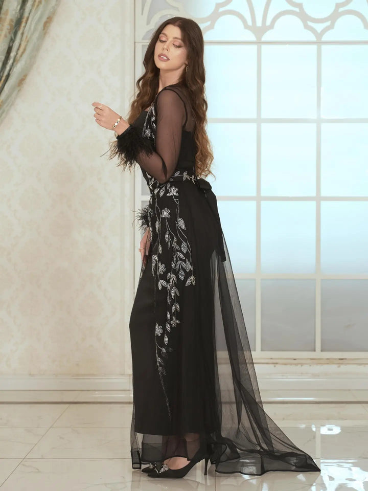 Mesh Diamond Caftan Dress