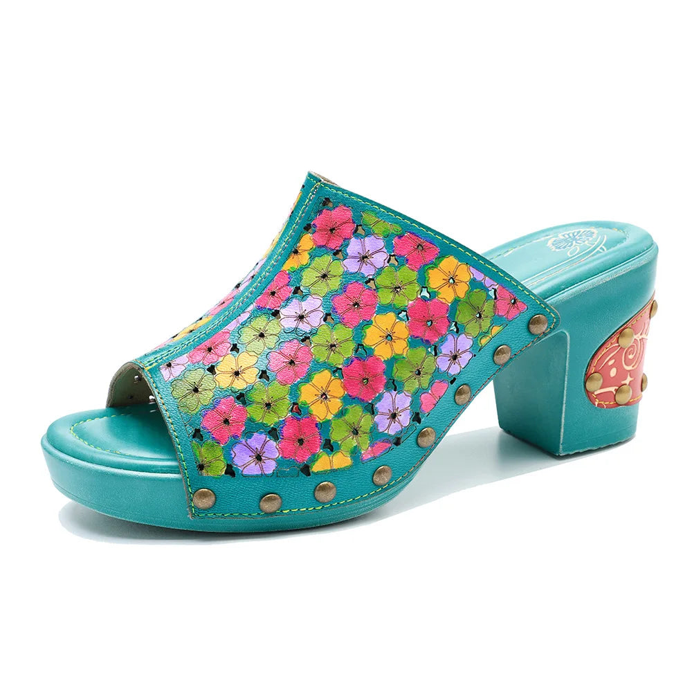 Elegant Hand-Painted Leather Sandals