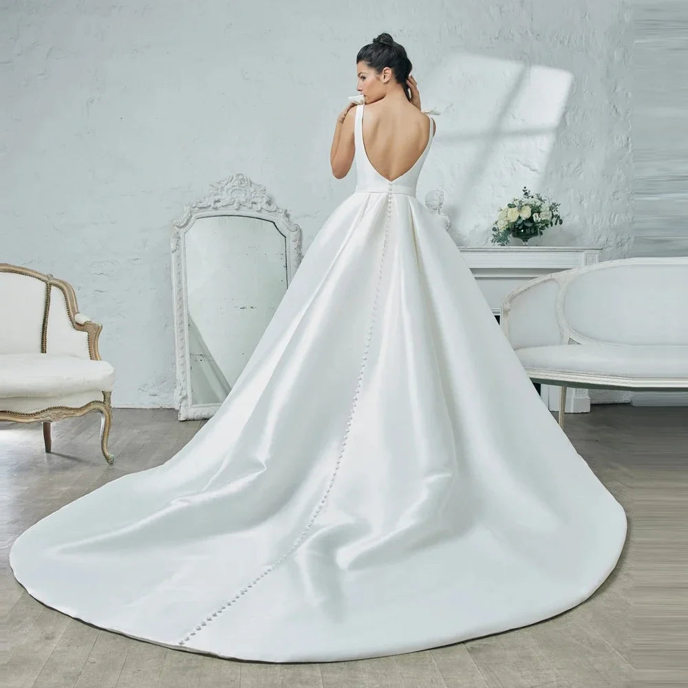 V-Neck Ball Gown Wedding Dress