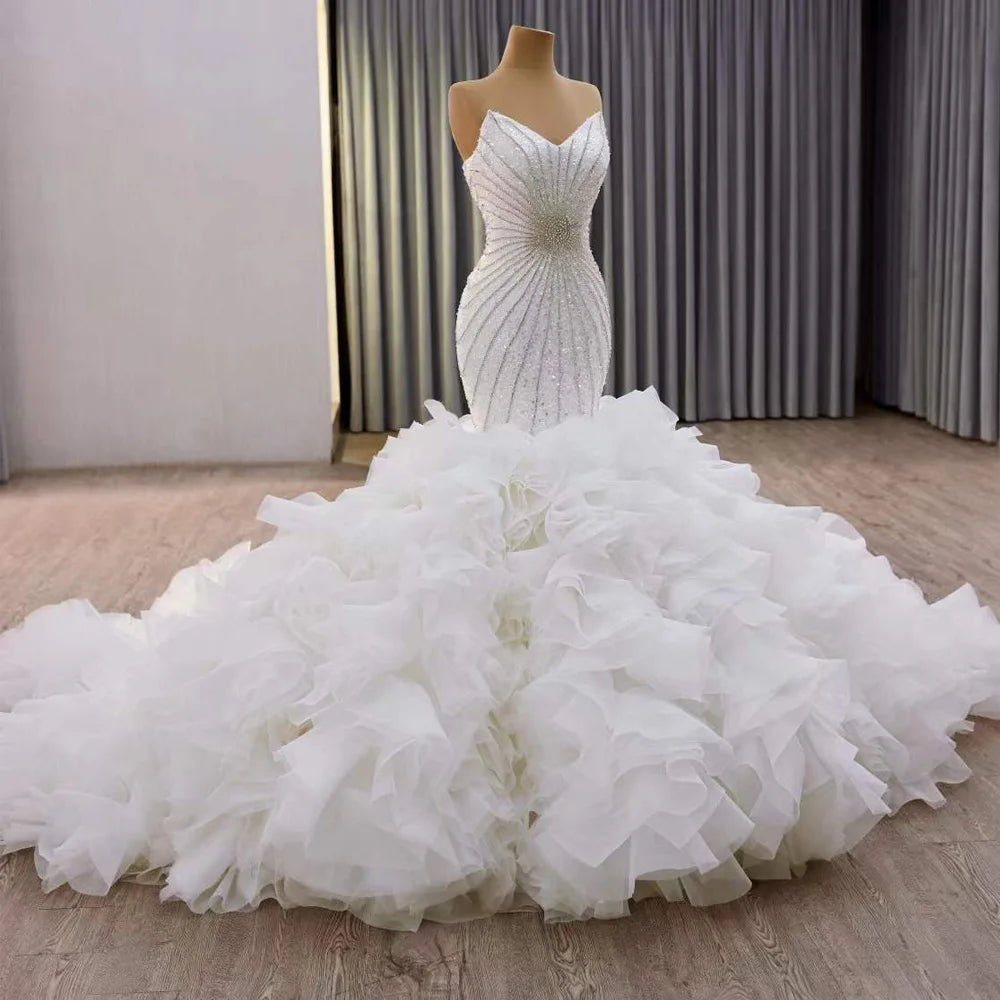 Romantic Crystal Beadings Wedding Dress