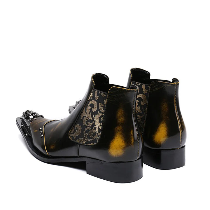 High-End Metal Pointed Toe Boots
