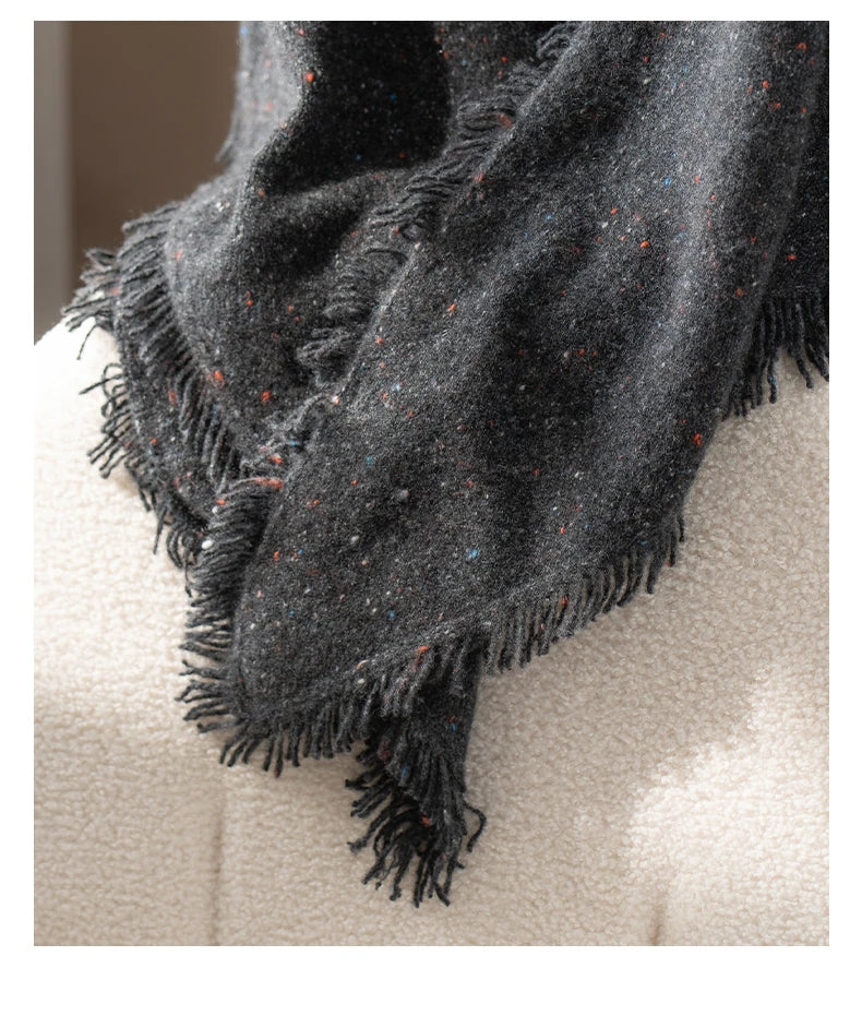 Elegant Rainbow Tassel Pure Cashmere Shawl