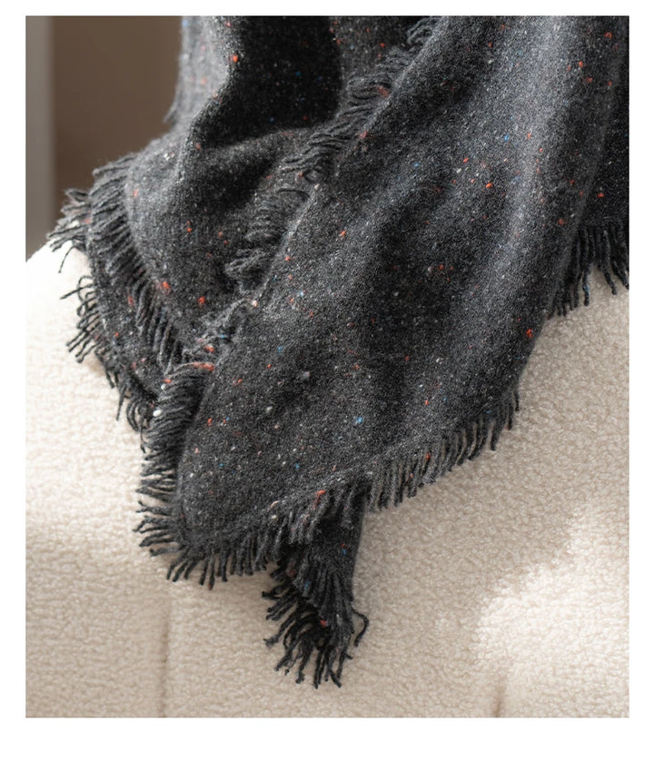 Elegant Rainbow Tassel Pure Cashmere Shawl