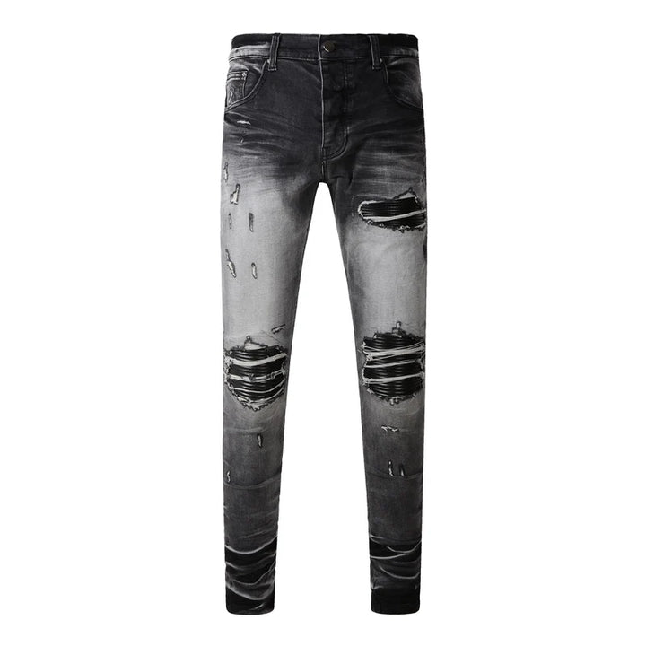 Sleek Patch Detail Slim Denim Jeans Pants