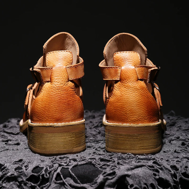 Stylish Cowhide Leather Sandal Boots