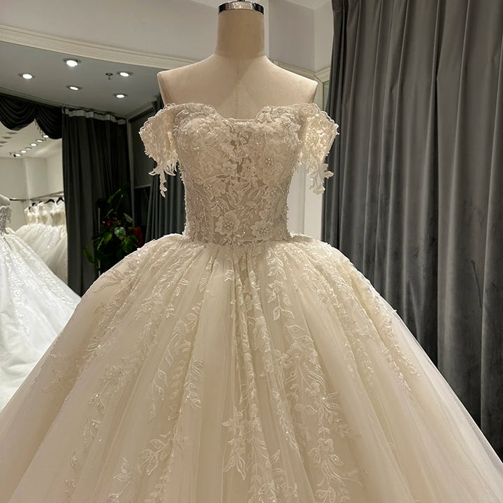 Glitter Lace Crystal Princess Bridal Dress