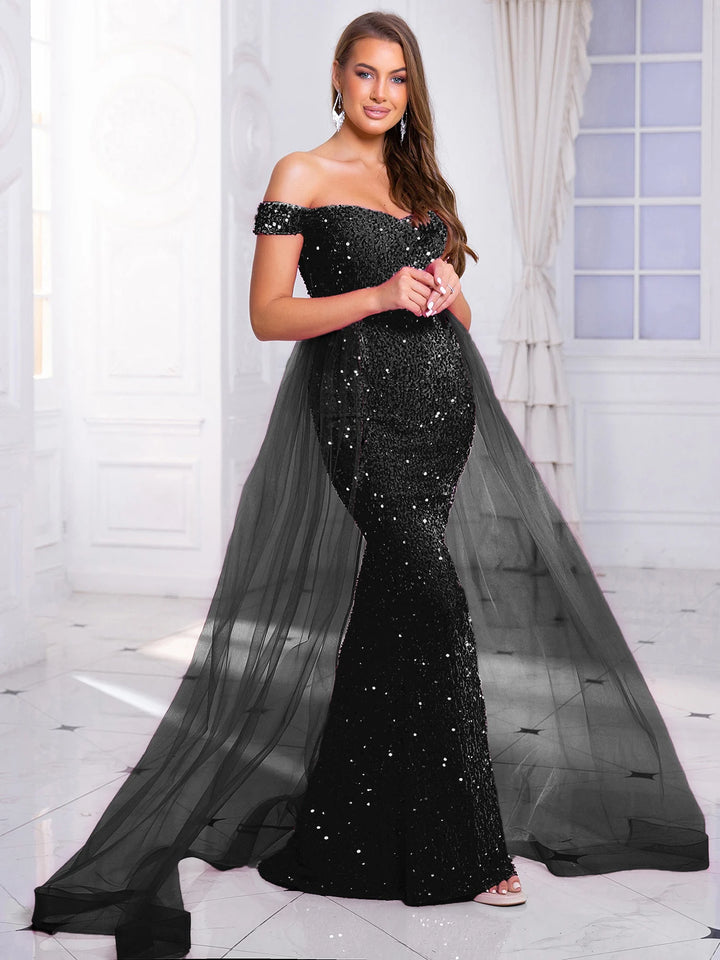Glamorous Mesh Evening Party Gown