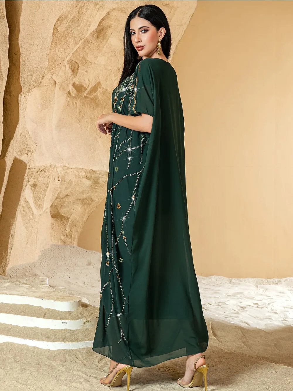 Women's Arabic Sequin Caftan Dress - All For Me Today Women's Arabic Sequin Caftan Dress - All For Me Today