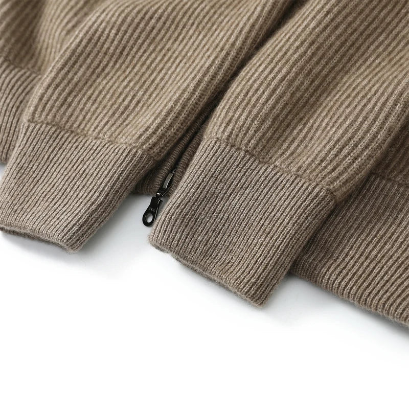 Cardigã de Cashmere Confortável com Zíper Duplo