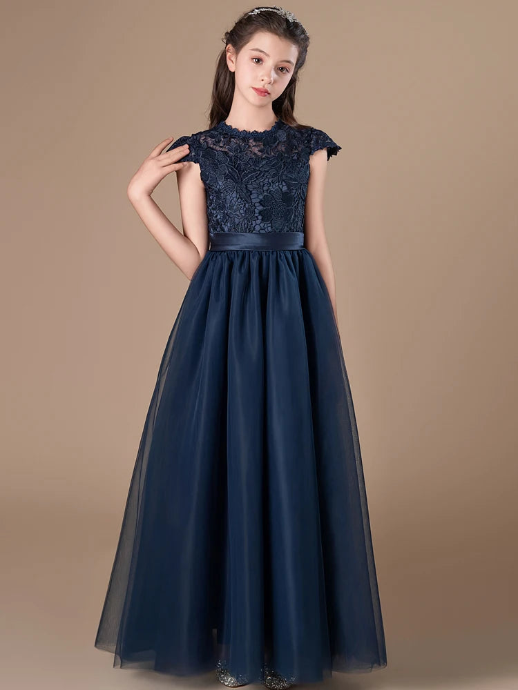 Stylish Round Neck Little Bridesmaid Dress