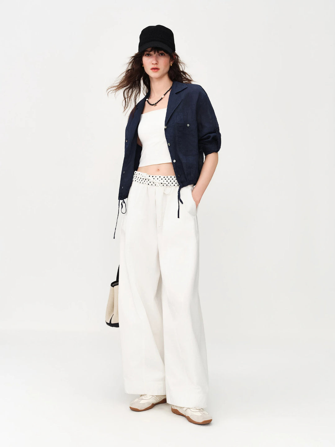 Fashionable Herringbone Slim-Fit Pants