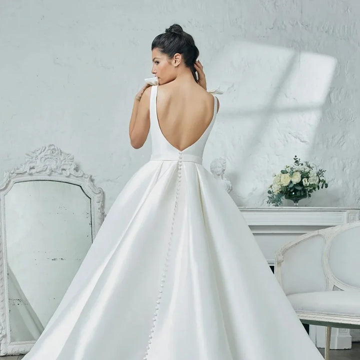 V-Neck Ball Gown Wedding Dress