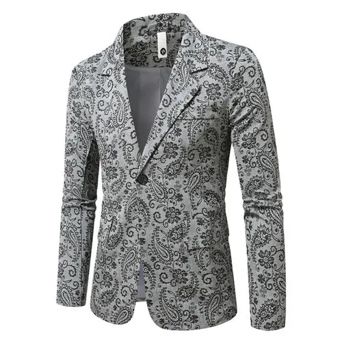 Luxury Floral Single Button Jacquard Blazer