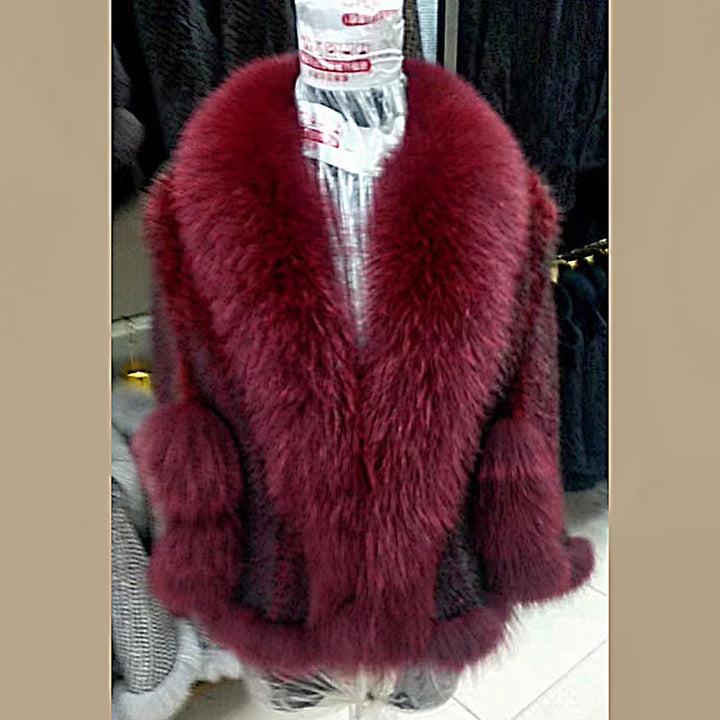 Real Poncho Fur Knitted Shawl