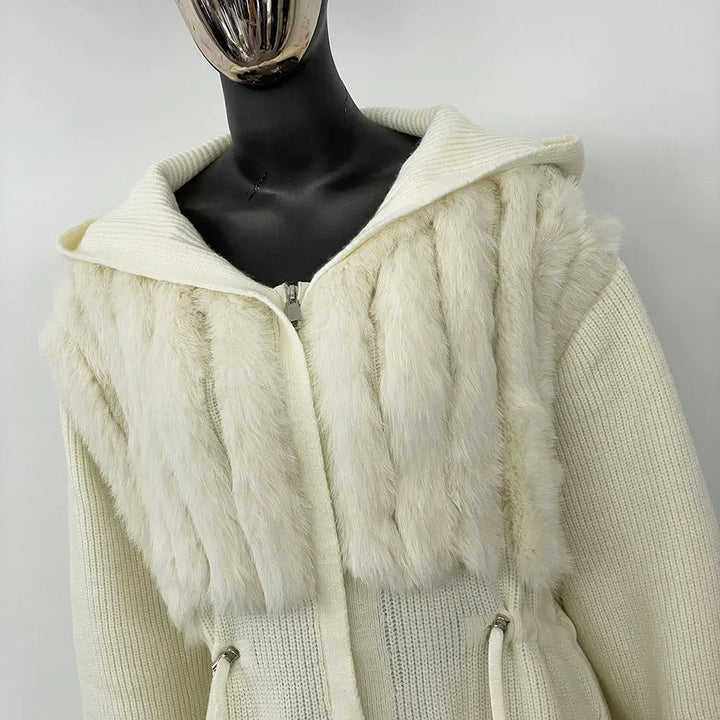 Luxury Real Fur Knitting Oversized Cardigan