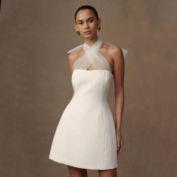 Beautiful Open Back Mini Bridal Dress