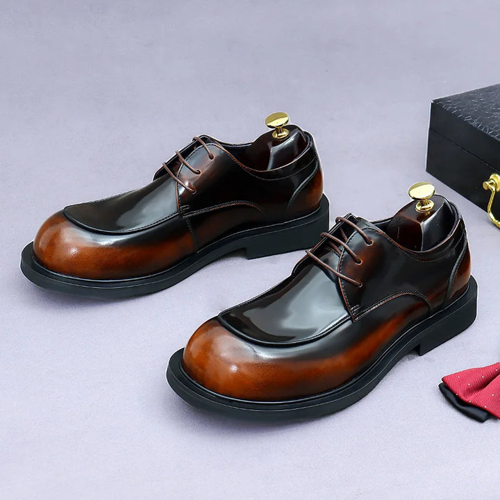 British Glossy Wide-Foot Derby Shoes