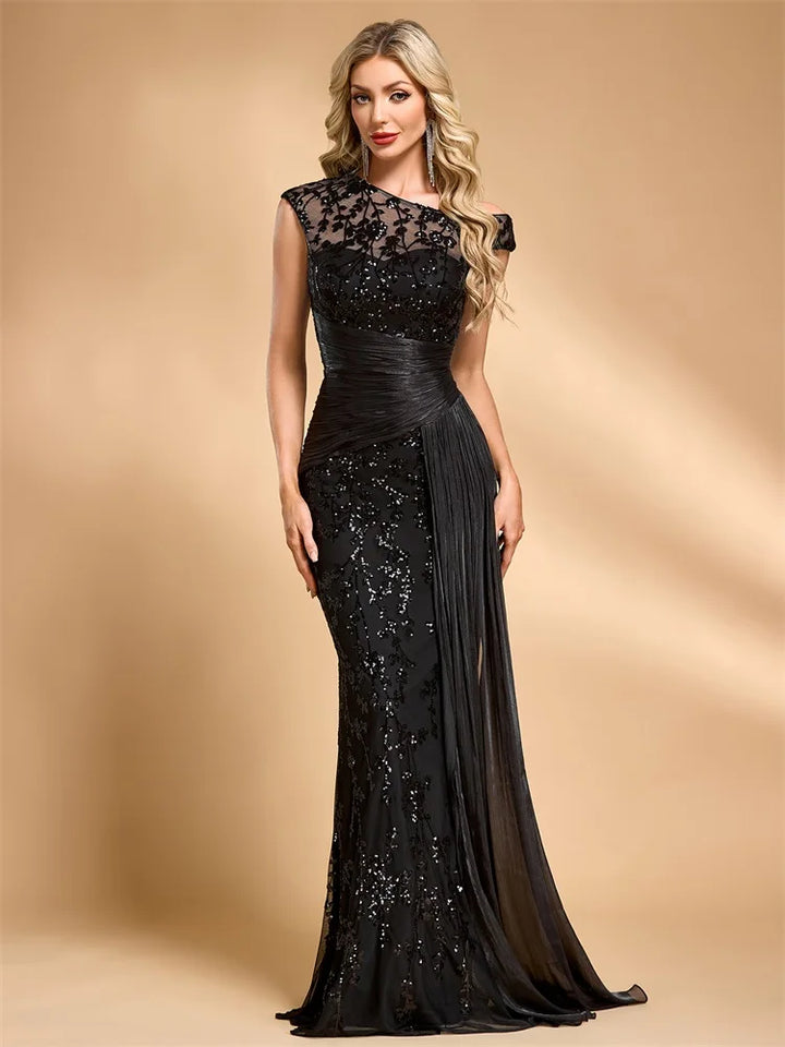 Sweet Sequin Ribbon Formal Dress