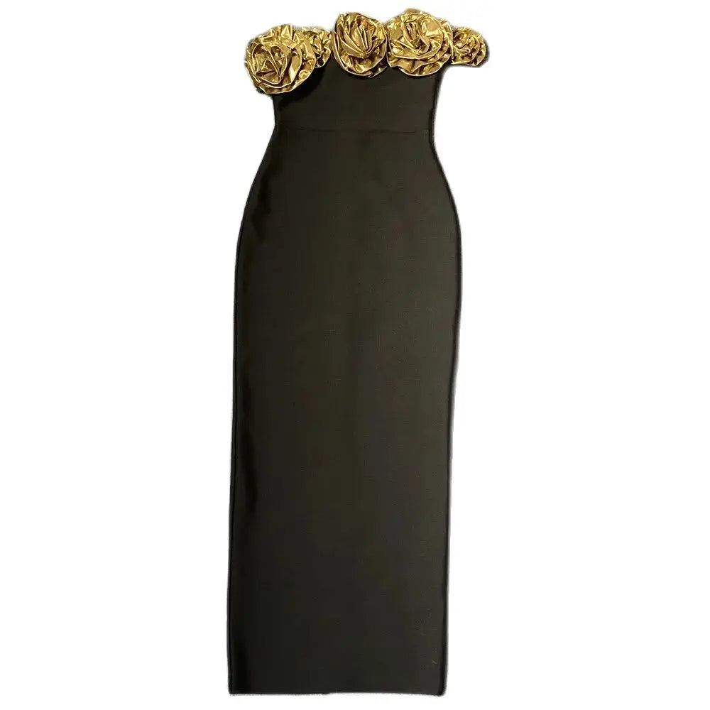 Flowers One-Shoulder Maxi Dress