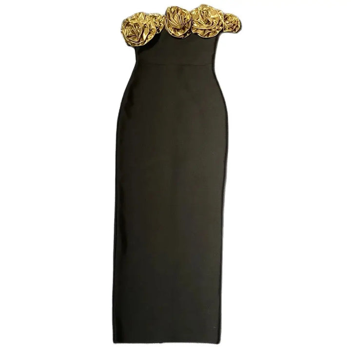 Flowers One-Shoulder Maxi Dress