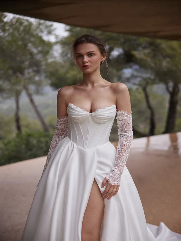 Ravishing Side Slit Wedding Dress
