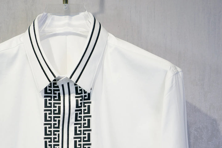 High-End Striped Embroidery Dress Shirt