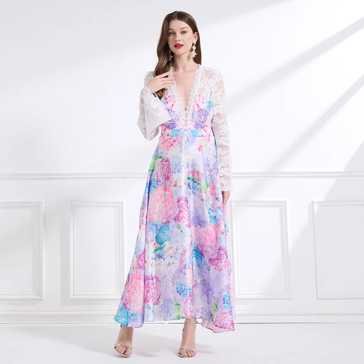 Refined Floral Print Maxi Dress