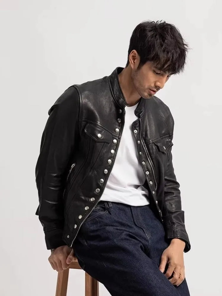 Stylish Punk Stand Collar Slim Biker Jacket