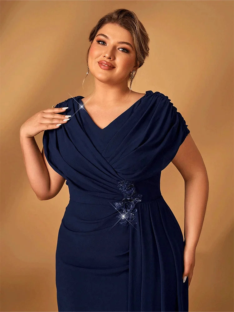 Shiny Chiffon Plus Size Women's Evening Gown