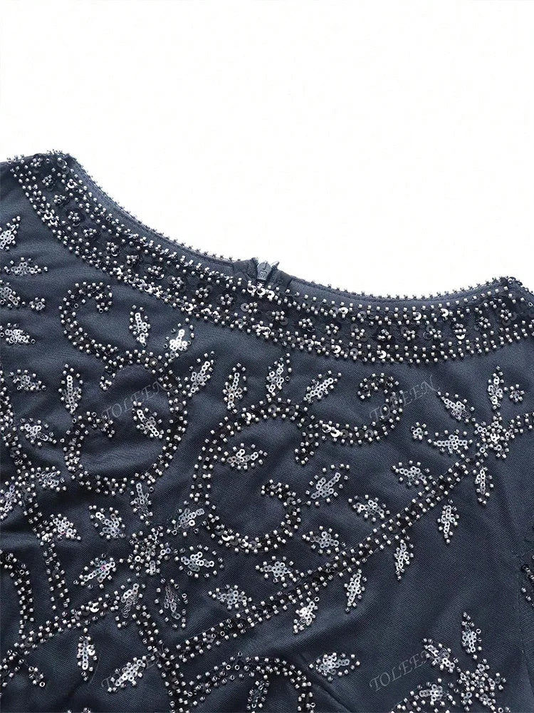 Luxurious Beaded Fishtail Arabian Maxi Dress