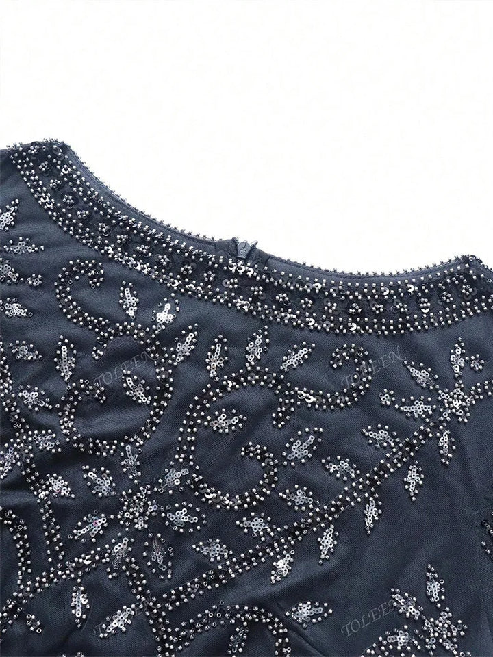 Luxurious Beaded Fishtail Arabian Maxi Dress