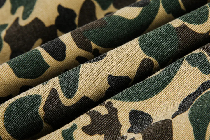 Camouflage Spliced Lapel Cargo Jacket