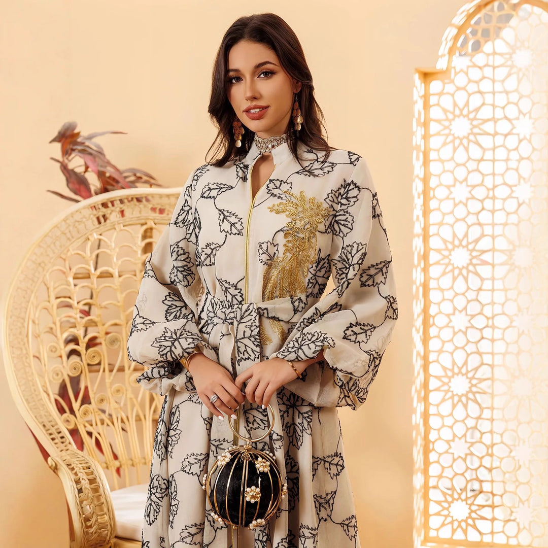 Netting Embroidered Jalabia Dress