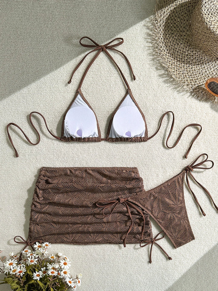 Fashionable Mesh 3 Pieces Bikini Set