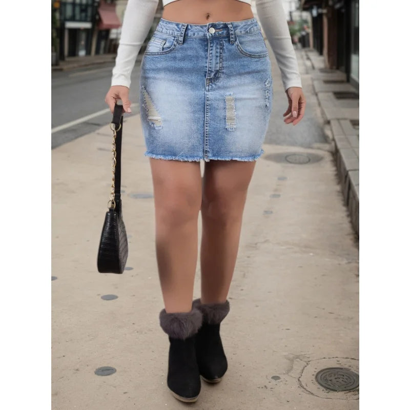 American Style Light Stretchy Denim Skirt