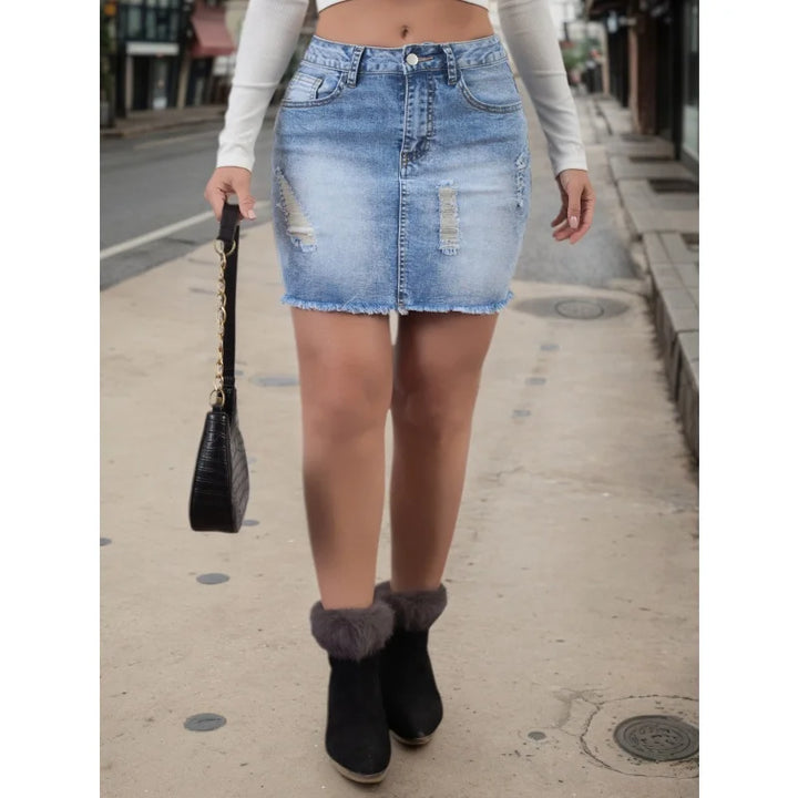 American Style Light Stretchy Denim Skirt
