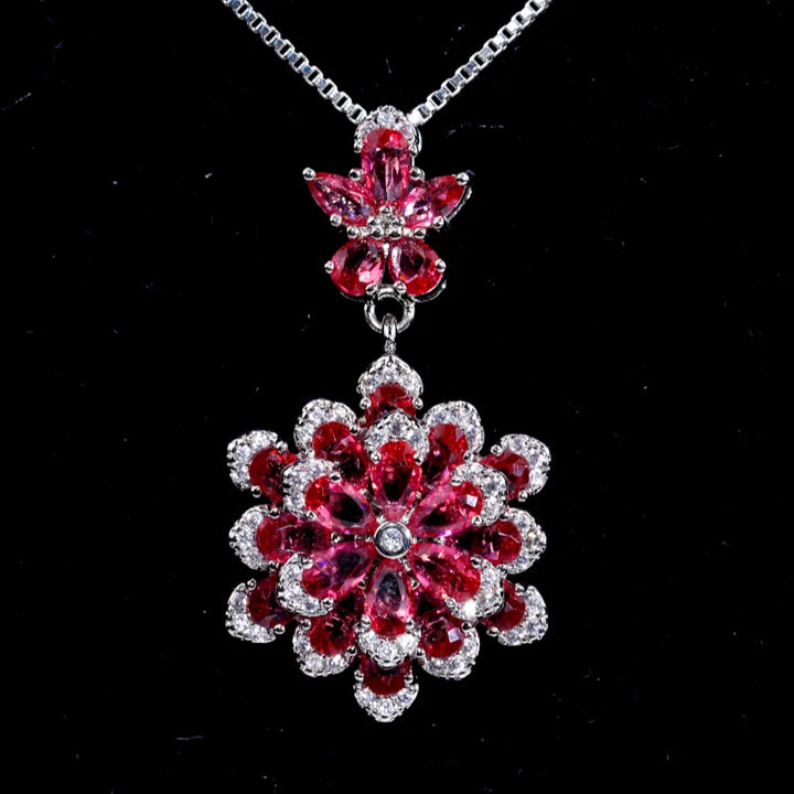 Lovely Red Corundum Pendant Necklace