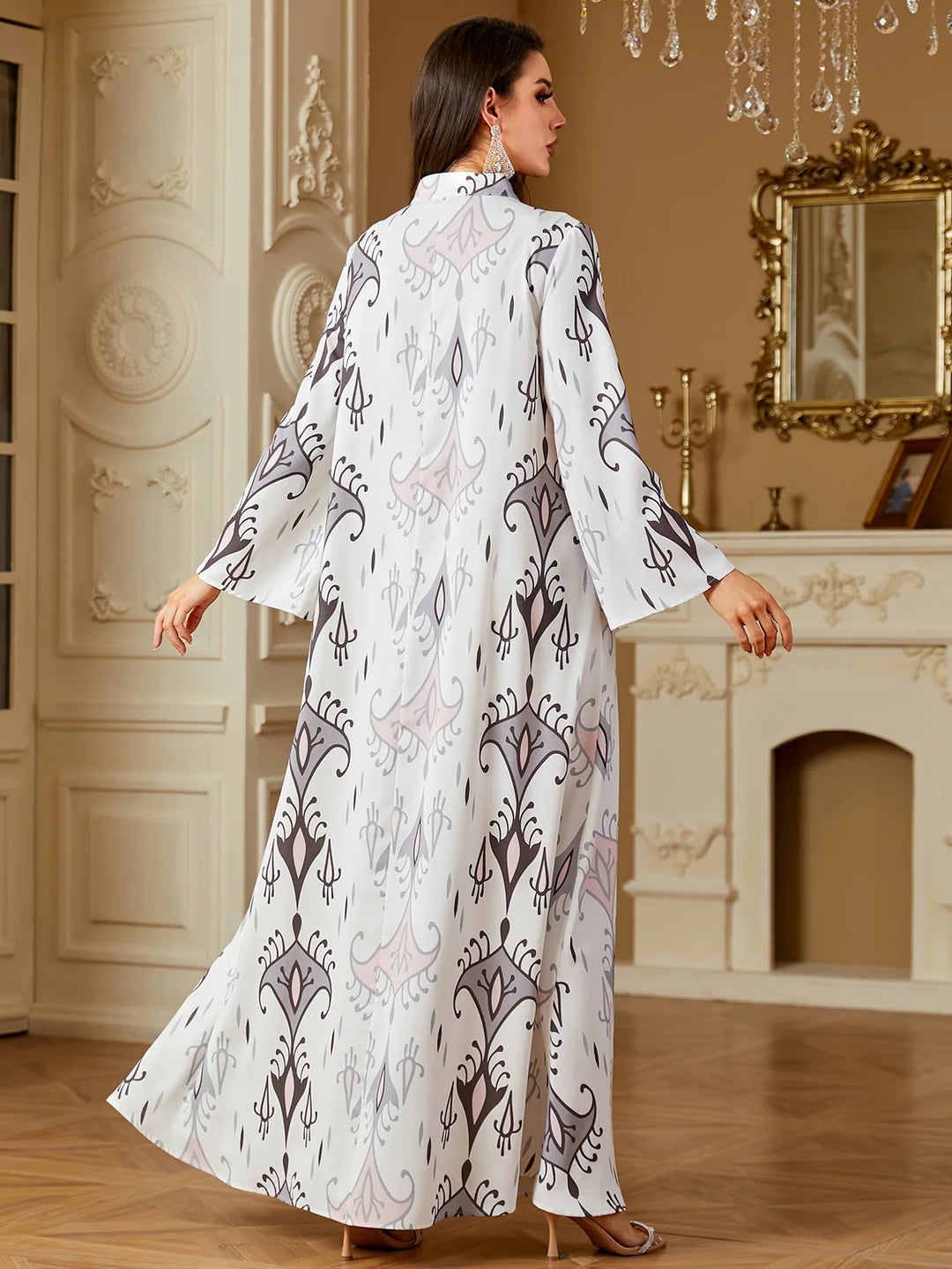 Elegant Printed Tassel Abaya Dress