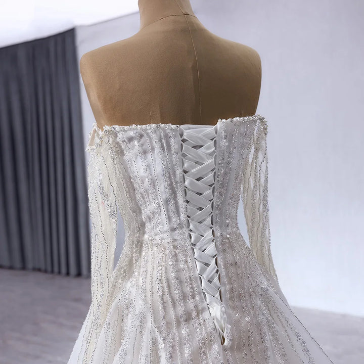 Beautiful Full Sleeves Lace Up Bridal Dress