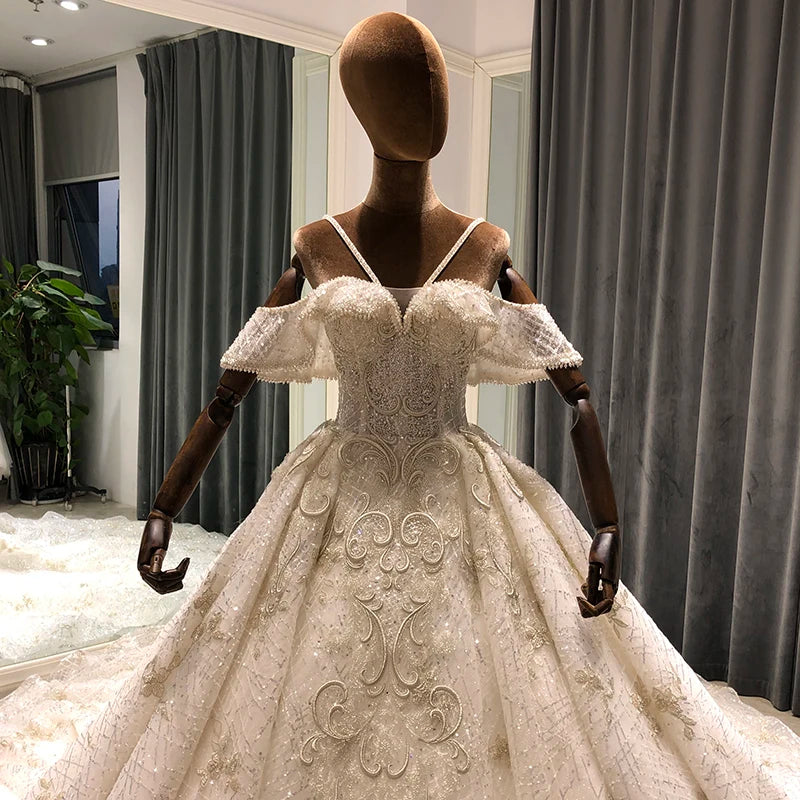 Embroidered Royal Train Wedding Dress