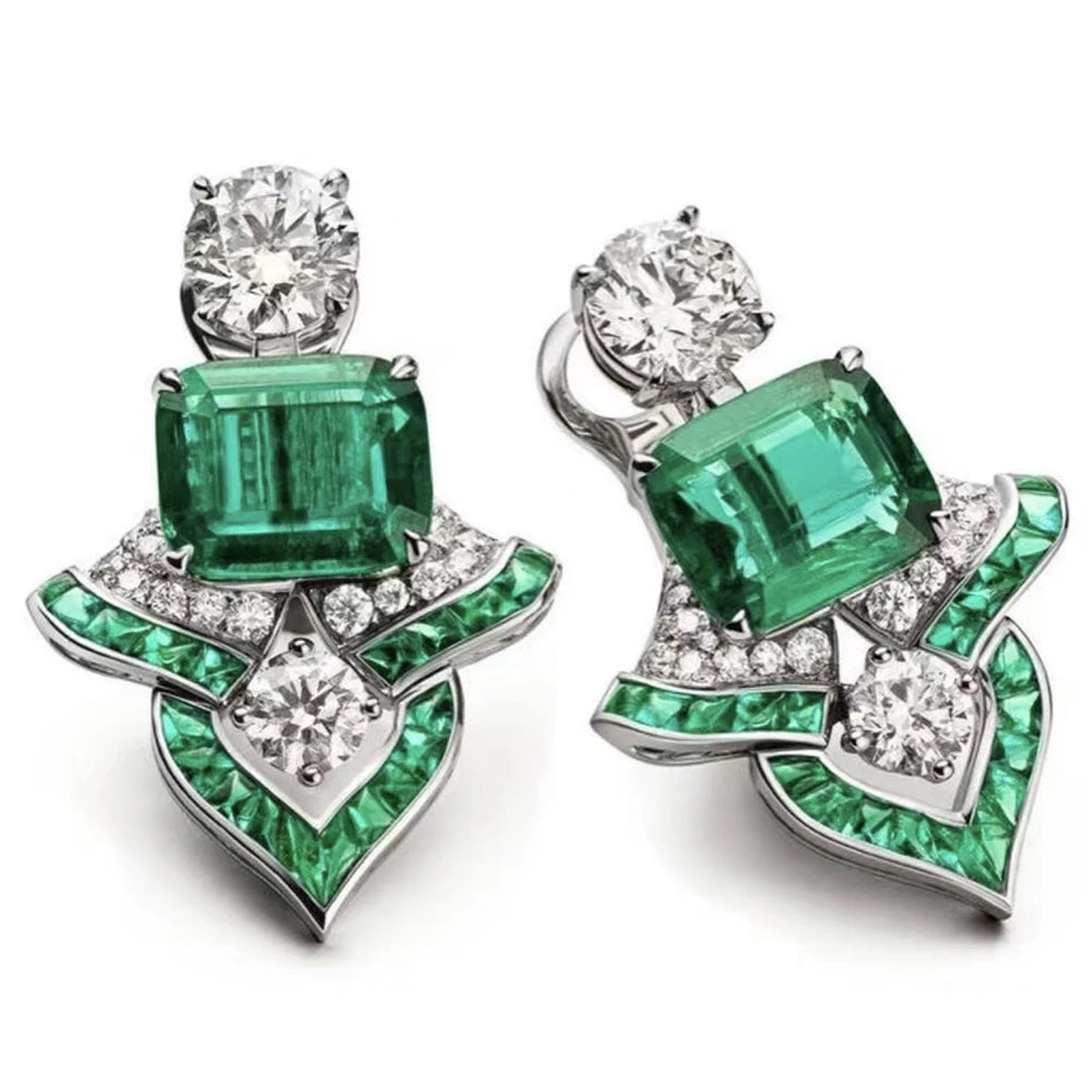 Vintage Sterling Sapphire Emerald Earrings