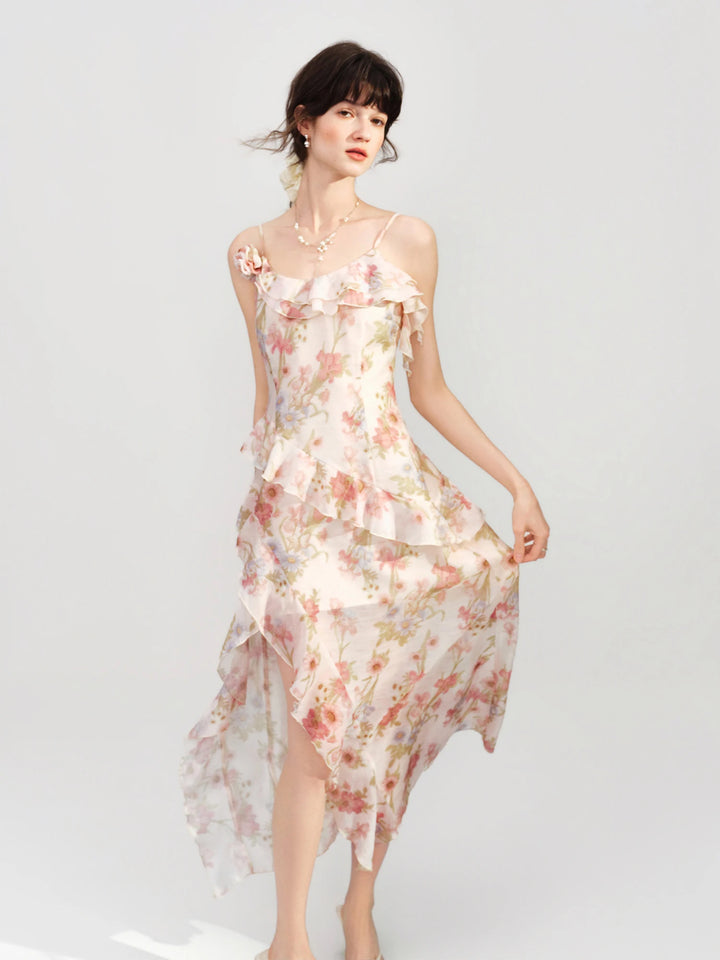 Beautiful Slimming Ruffled Printed Dress