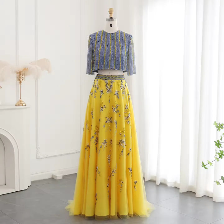Luxurious A-Line Beaded Evening Party Gown