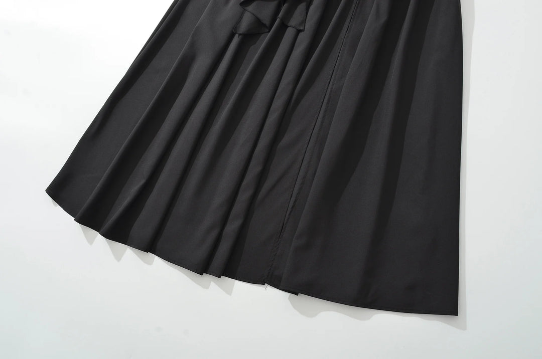 Smart Pleated High Slit Long Dress