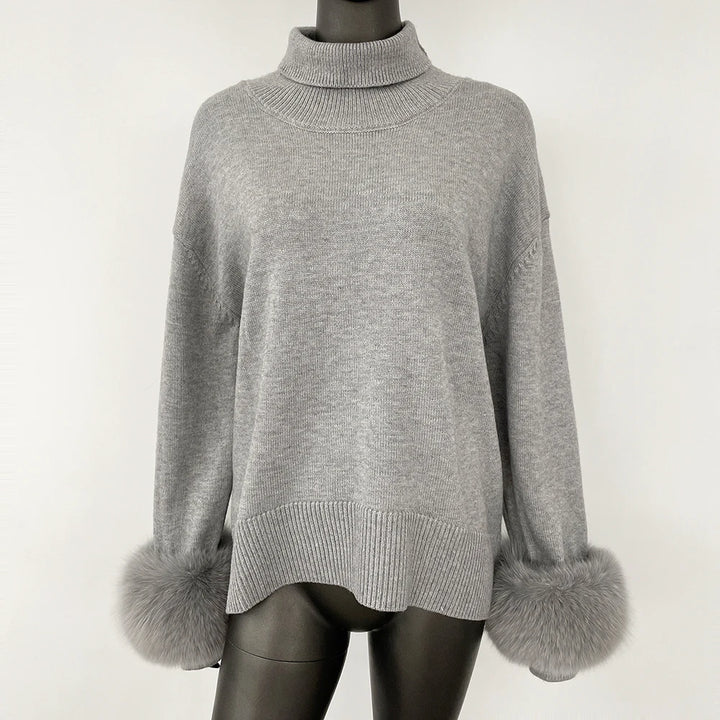 Stylish Standup Collar Loose Knitted Jumper