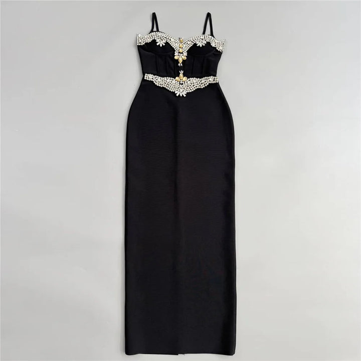 Elegant Beaded Maxi Party Dress