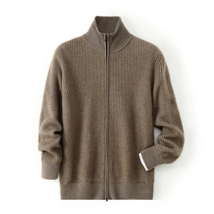 Cardigã de Cashmere Confortável com Zíper Duplo