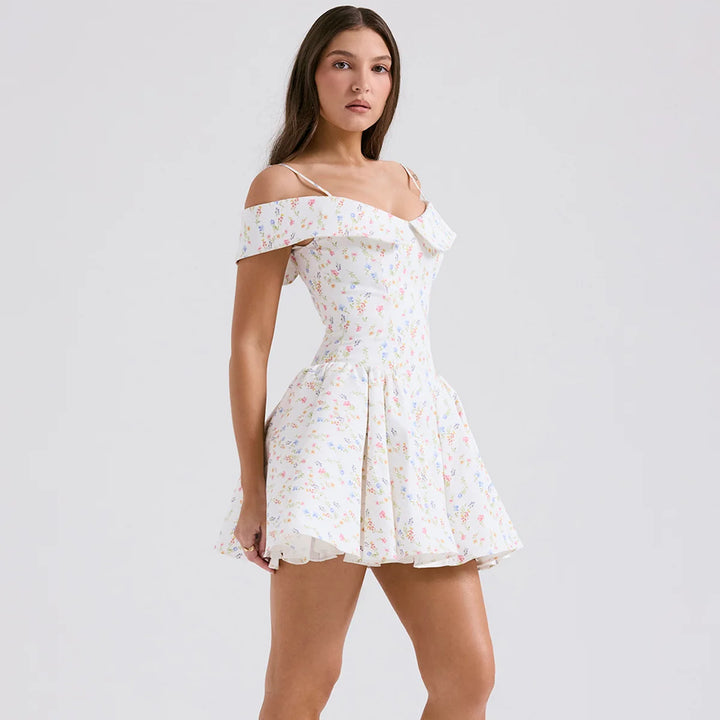 Babydoll Floral Off-The-Shoulder Dress